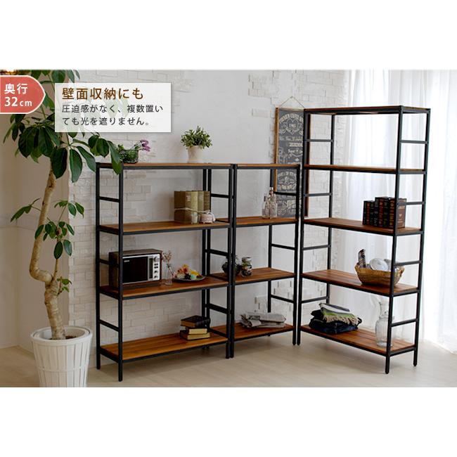 天然木×アイアン 木製棚 4段 オープンシェルフ オープンラック 天然木×アイアン 木製棚 4段 オープンシェルフ オープンラック