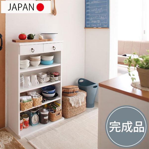 薄型キッチン収納 完成品 ミニ食器棚 幅60 スリム ホワイト おしゃれ
