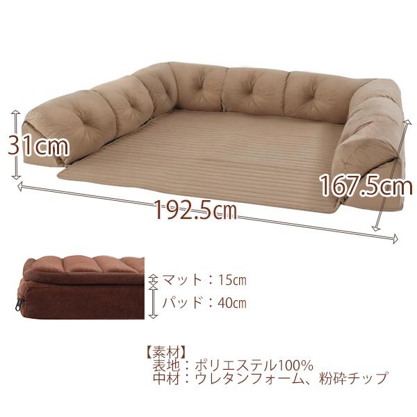 こたつを囲める極楽ラグ クッションマット コの字タイプ 40m厚 208×175  