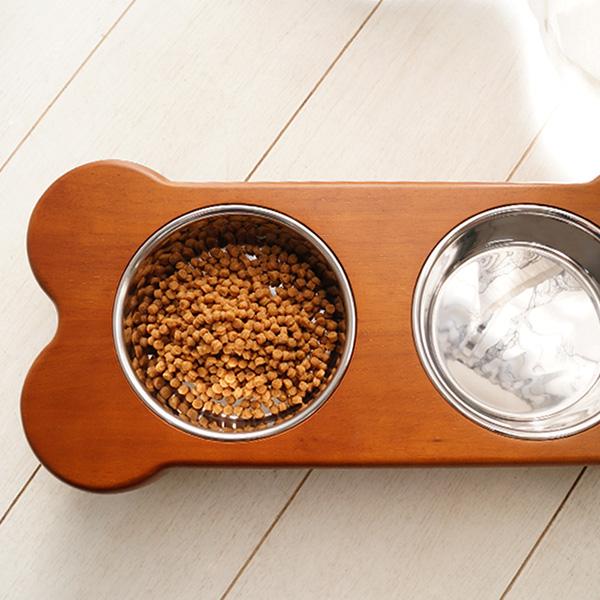 どっしり木製の安定感 ペット用 餌入れ ワンターブル 犬用 エサ台 猫用