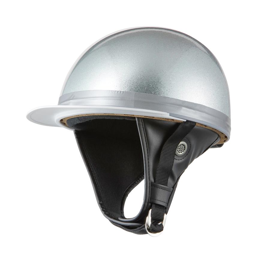 ヘルメット コルク半 シルバーラメ 新品 白ツバ SG規格適合 PSCマーク取得 SALE 90%OFF 原付 スクーター バイクパーツセンター 最大82％オフ！