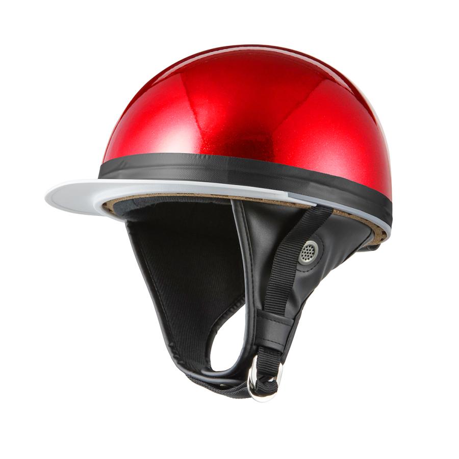 ヘルメット コルク半キャップ 三つボタン レッドラメ 新品　半ヘル 57cm〜60cm未満 半帽 バイクパーツセンター