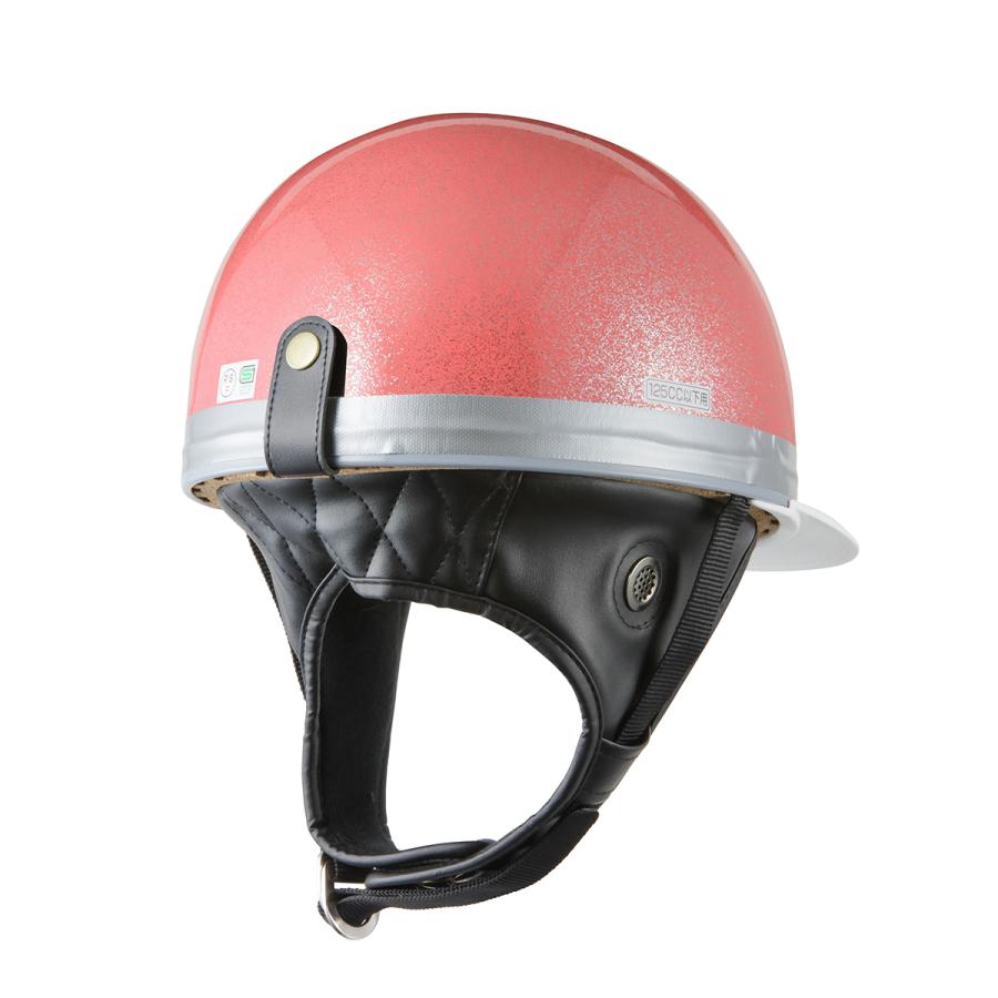バイクヘルメット コルク半キャップ ソリッド ピンクラメ