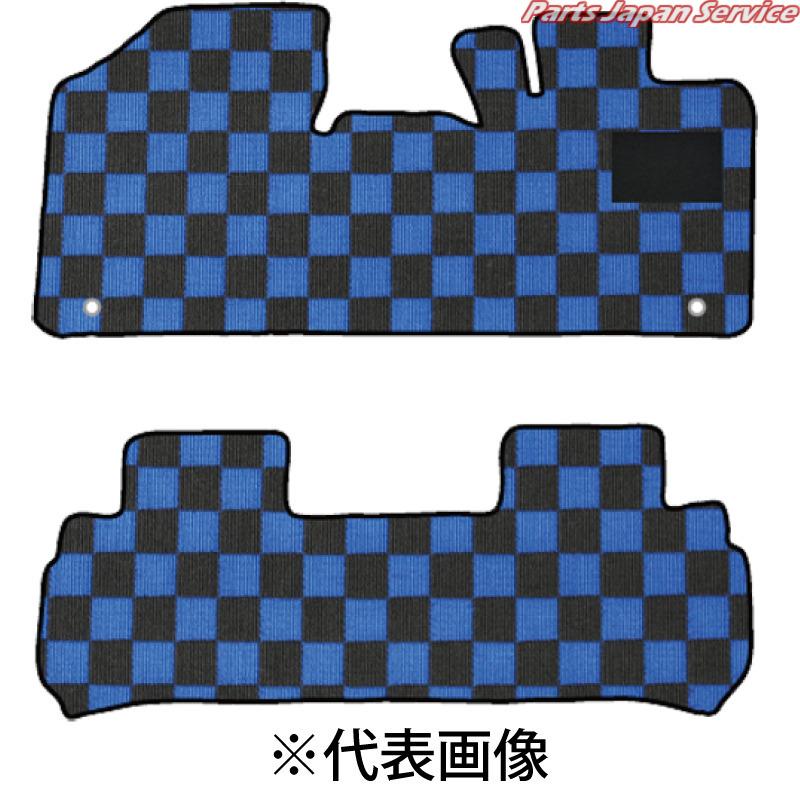 クリアチェックフロアマット黒×青 M A09-S49-113