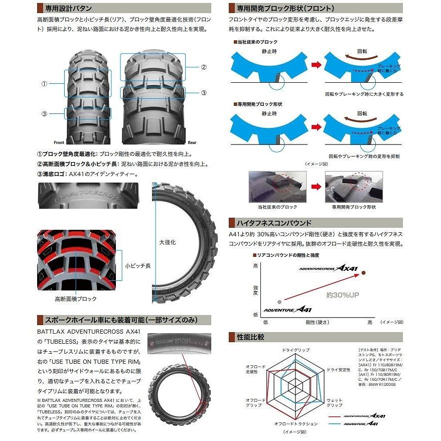 ブリヂストン MCS01442 バトラックス アドベンチャークロス AX41 170/60 B17 M/C 72Q リア チューブレス 二輪車用 バイクタイヤ オフロード_2