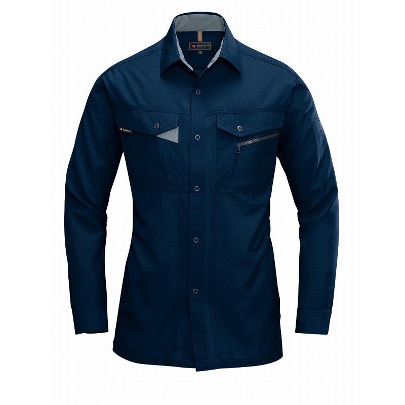 バートル 7063 長袖シャツ ネイビー Lサイズ メンズ 撥水防汚 吸汗速乾 制電ケア 作業服 作業着 7061/7071シリーズ | 
