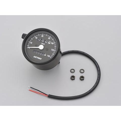 デイトナ 15621 機械式スピードメーター φ60 ブラックボディ/ブラックパネル 140km/h スピードメーター クラシカル 140km/h表示