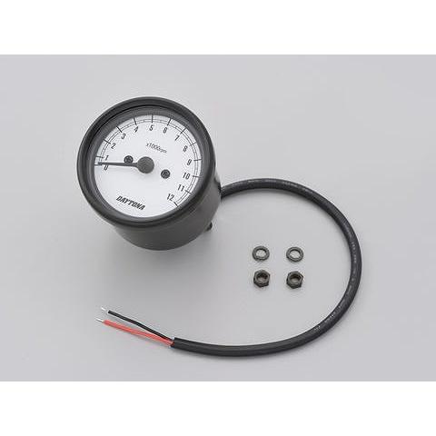 デイトナ 15631 機械式タコメーター φ60 ブラックボディ/ホワイトパネル 12000rpm タコメーター クラシカル