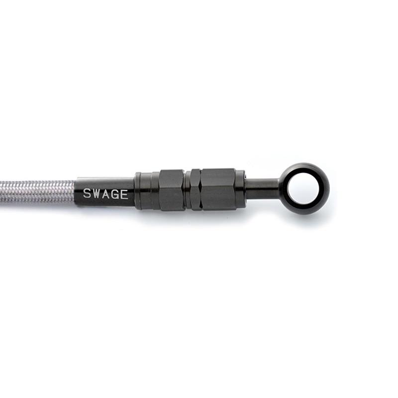 ER-6n メッシュ ブレーキホース フロント ステンレスブラック/クリアホース スウェッジライン BTF719 フロントホースキット ER-6n 06-08年