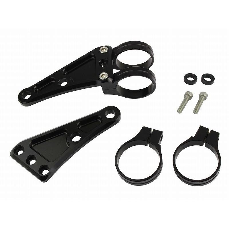 ポッシュ 032048-06 マシンドロングヘッドライトステー 2サークルクランプタイプ 43粍 黒いこと バイク-その他バイクパーツ、アクセサリー用品