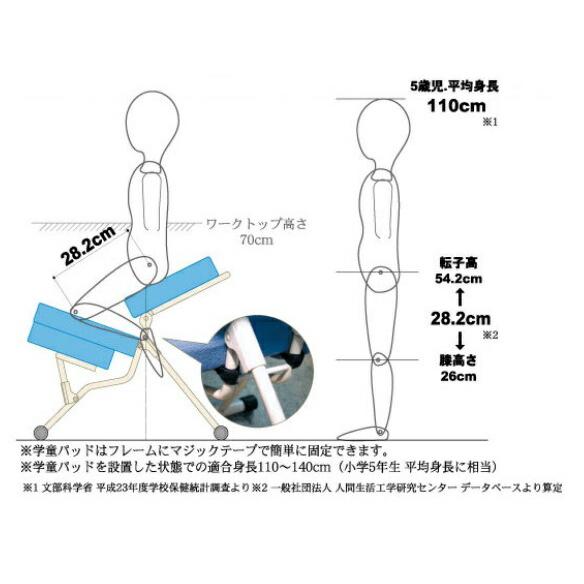 ルネセイコウ SPC-GP セブンポーズチェア 学童パッド ピンク 1.3kg 1枚 チェアパッド デスクチェア シート 学習机 幼児 小学生 低身長 日本製｜bikeman2｜04