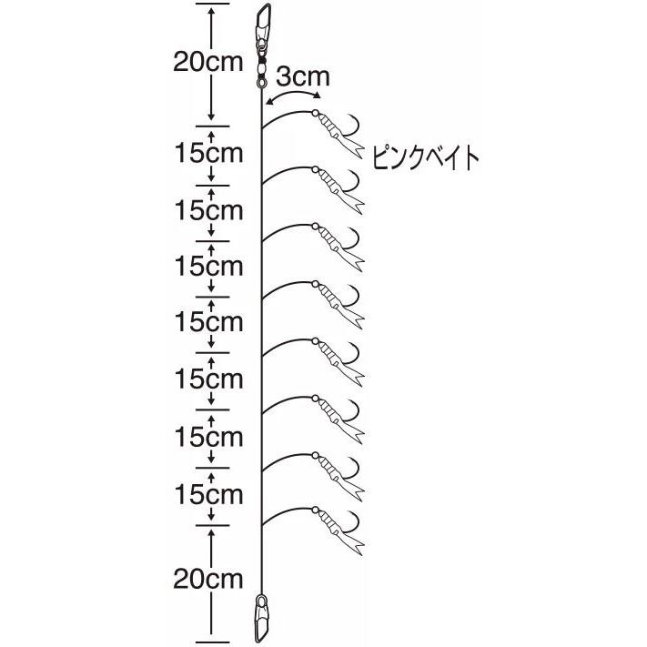 ササメ S103 豆アジサビキ ピンクベイト 1号 ハリス0.4 8本鈎×1セット 堤防仕掛 豆アジサビキ 小魚サビキ 釣針 針 はり 釣具 釣り つり｜bikeman2｜02