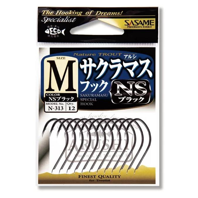 ササメ N313 アルシ サクラマスフック NSブラック M号 12本入 バラ針