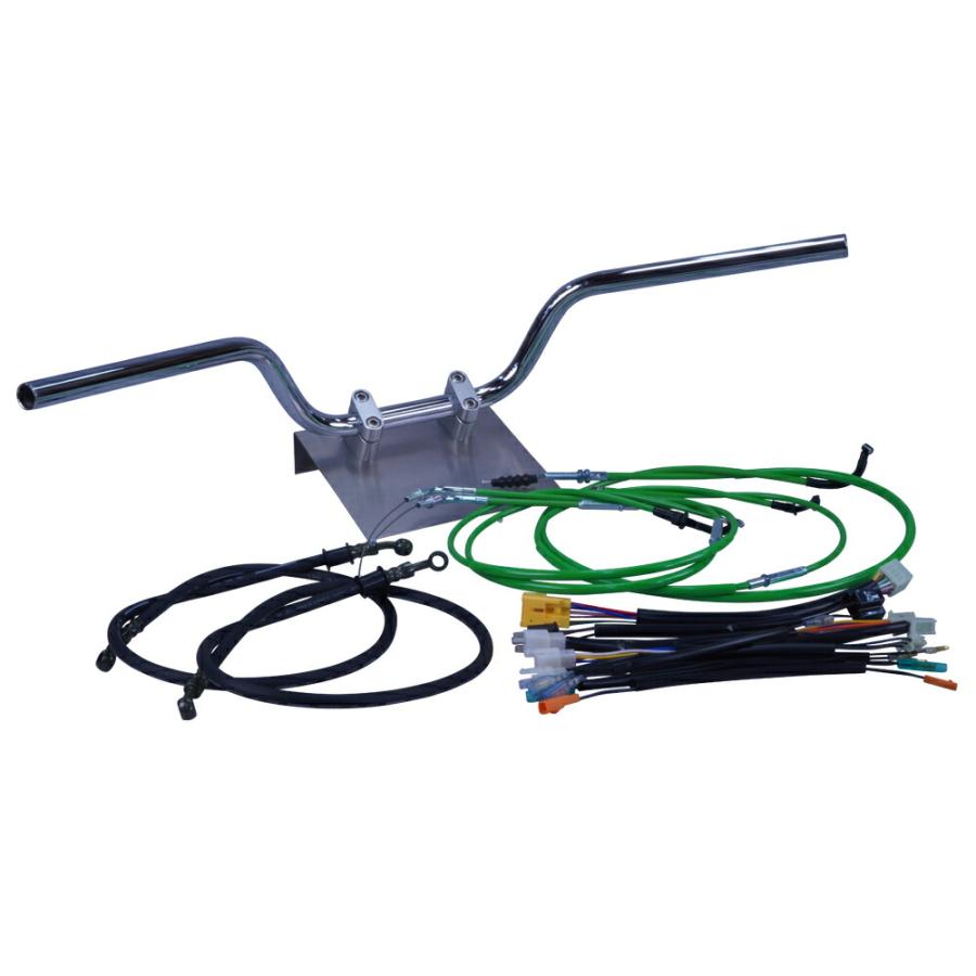 GS400 2型/E型 アップ ハンドルセット クルージングバー Low グリーン カラーワイヤー ブラックブレーキホース