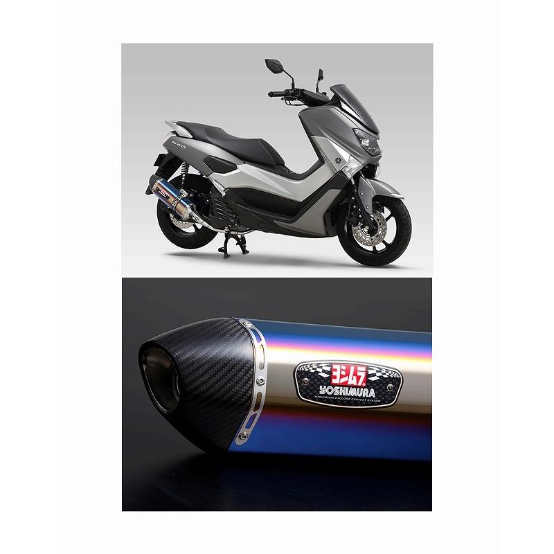 ヨシムラ 110A-368-5180B フルエキゾースト 機械曲R-77Sサイクロン エクスポートスペックマフラー STBC チタンブルーカバー/カーボンエンド NMAX/155