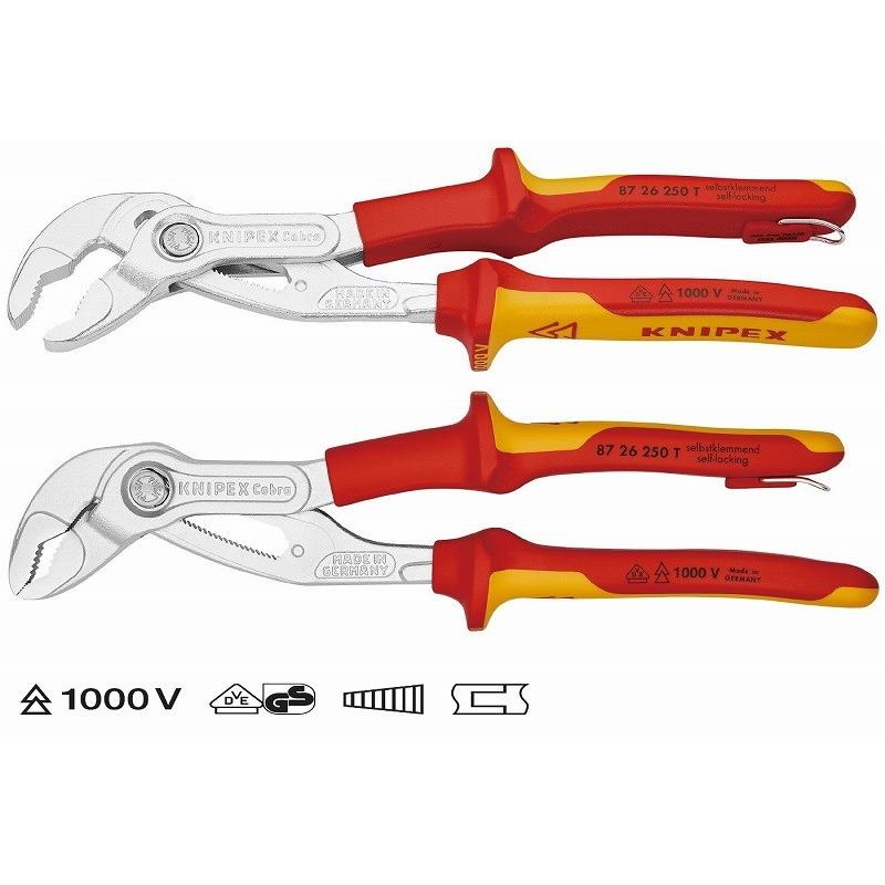 KNIPEX クニペックス 8726-250TBK 絶縁コブラ 1000V 落下防止 ブラック 250mm_1