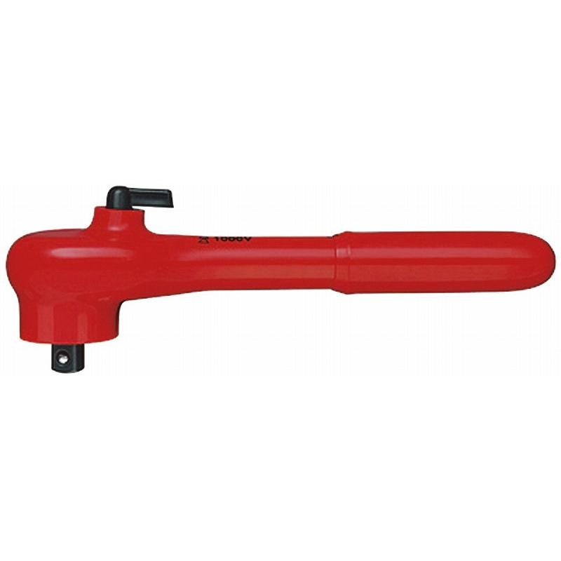 KNIPEX クニペックス 9841 (1/2SQ)絶縁ラチェットハンドル 1000V 差込角(SQ)：1/2 全長(mm)：265 質量(g)：625