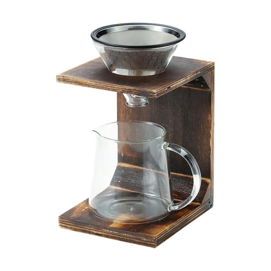 キャプテンスタッグ UW3521 珈琲 ドリッパーセット 木製スタンドタイプ コーヒードリッパー アウトドア キャンプ UW-3521
