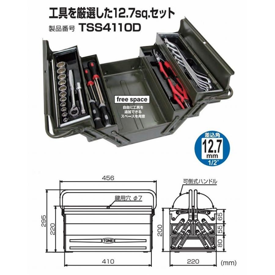 トネ TSS4110D ツールセット オリーブドラブ 12.7sq 工具セット TONE