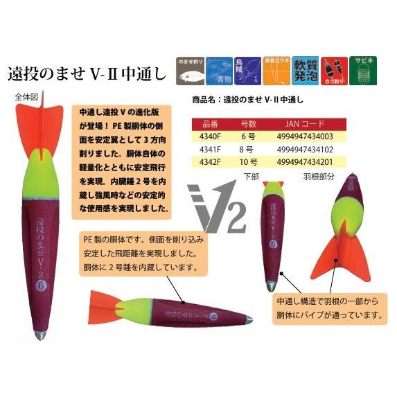 ウメズ 4342F 遠投のませ V-2 中通し 10号 ウキ うき 羽根付き カゴ