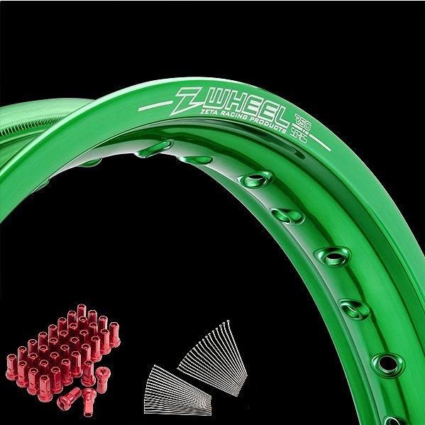 アルパインスターズ - Z-Wheel W25-133243 リム仕掛ける 向こう正面 緑であることリム/レッドニップル KDX220R KDX250R KLX250R その他バイクパーツ、アクセサリー用品-車、バイク、自転車