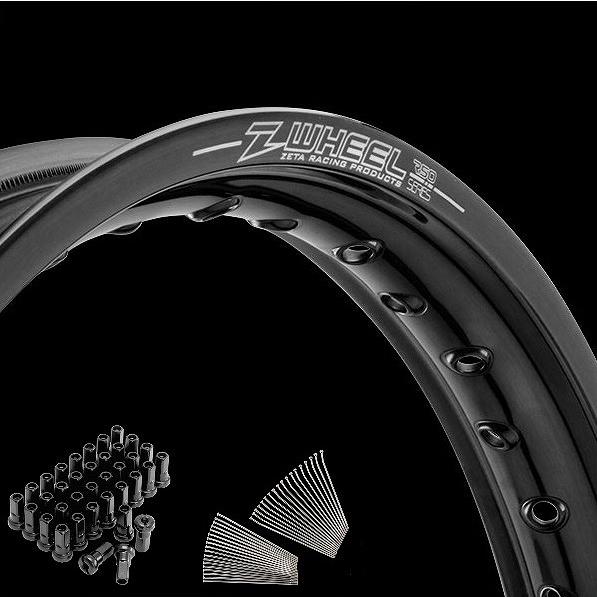 Z-Wheel W25-211711 リムセット リア ブラックリム/ブラックニップル CR125R CRF250R ダートフリーク