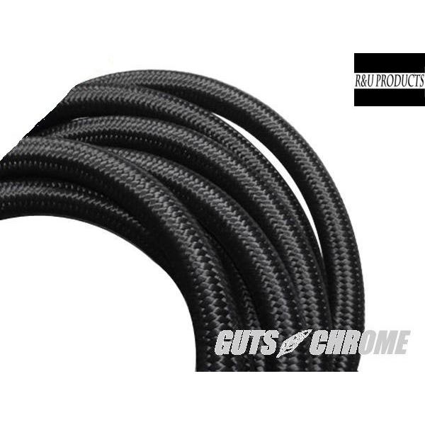 R\u0026U PRODUCTS R\u0026Uプロダクツ RE-082 ステンレスメッシュホース 3m ブラックナイロンメッシュ #7(内径9.4mm) ガッツクローム