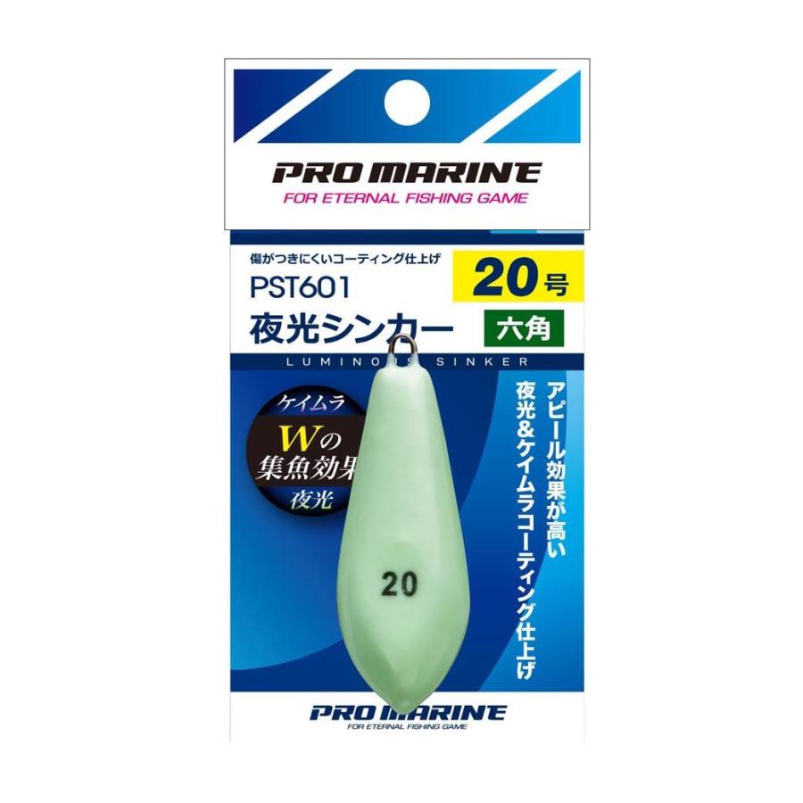 プロマリン PST601 夜光シンカー 六角 夜光(ケイムラ仕様) 10号 2個入