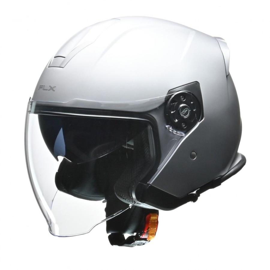 グレー ジェットヘルメット ミラーバイザー リード工業 FLX ジェット ヘルメット マットシルバー LL(61〜62cm未満