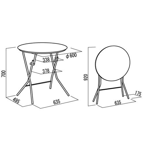 ルネセイコウ SB-60T スタンドタッチテーブル60 丸60cm ナチュラル/ブラック 6.7kg 1台 折りたたみ フォールディング 机 デスク 円形 天然木 完成品 日本製｜bikeman｜04