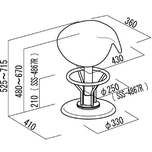 ルネセイコウ SSS-4867 鞍馬チェア ブラック/ブラック 7.7kg 1台