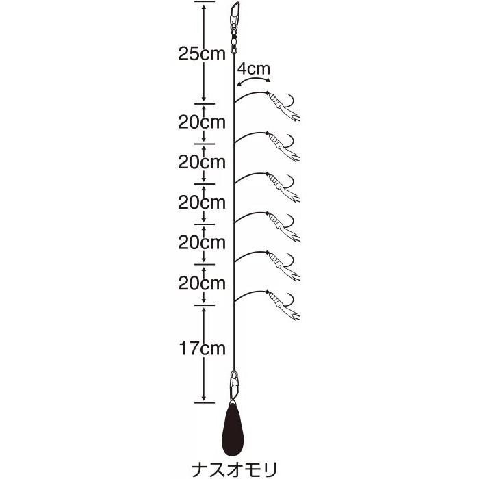 ササメ S732 沖縄ミジュンサビキ 2.5号 6本鈎×1セット 堤防仕掛