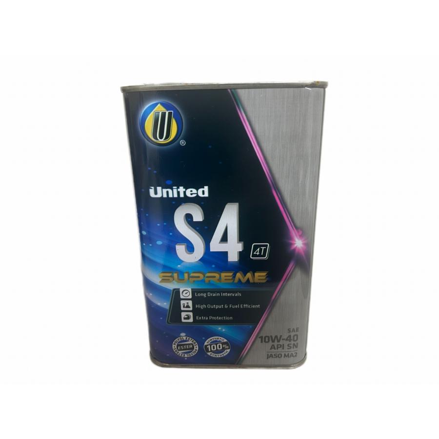 ユナイテッドオイル S4 SUPREME 10W-40 MA2 SN 1リットル缶 100 ユナイテッドオイル S4 SUPREME 10W-40 MA2 SN 1リットル缶 100