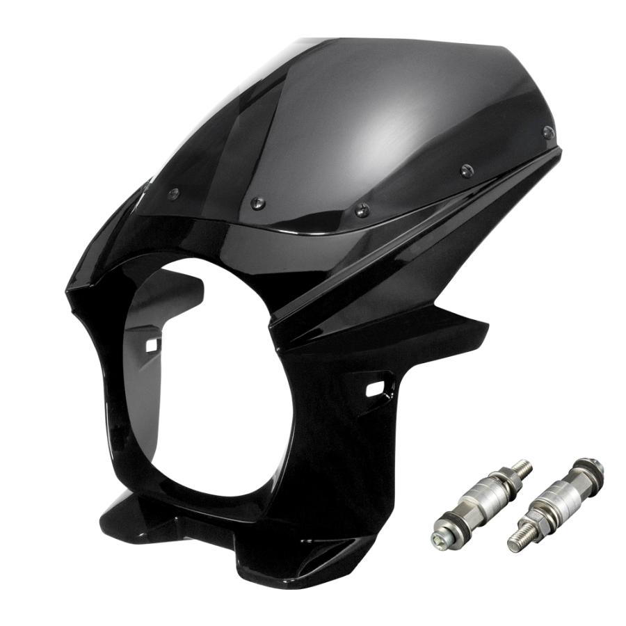 ビキニカウル ブラック 汎用？ メーカー不明 オートバイ フロントカウル 汎用 ビキニカウル φ180 ボルトセット 黒 ブラック 新品 フロント