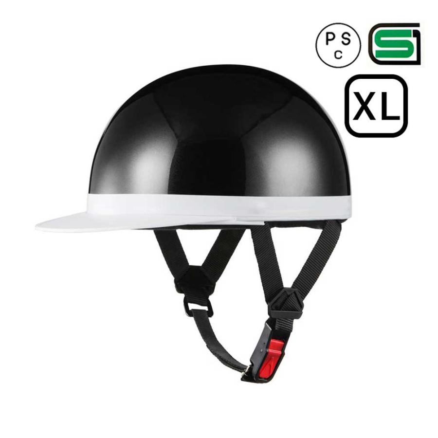 バイクヘルメット 半キャップ 半ヘル 白ツバ XLサイズ 61~62cm SG規格