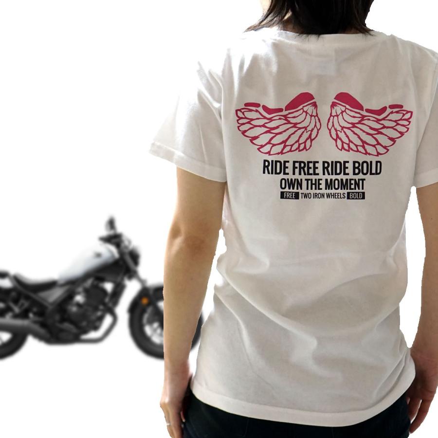 レブル（Rebel） カスタム オリジナルデザイン Tシャツ インナー 白（ホワイト）レディース M L 半袖Honda ホンダ 本田技研 | 