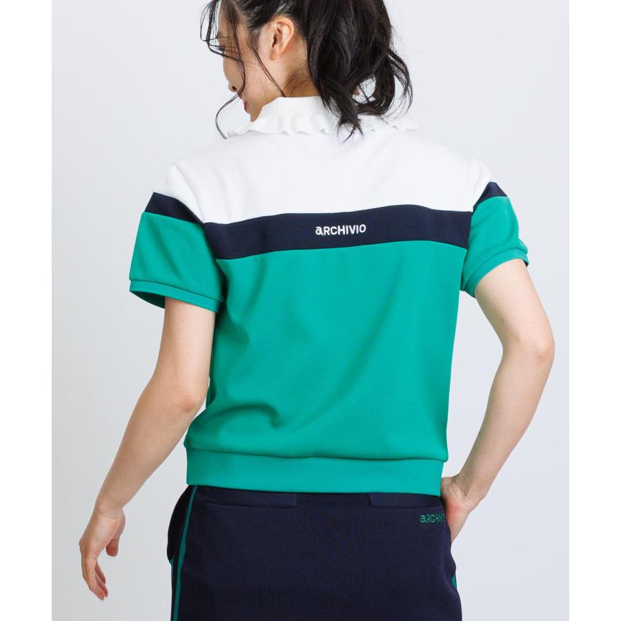 【 セール 40%OFF 】フリル襟配色UVポロシャツ  定価30800円_6
