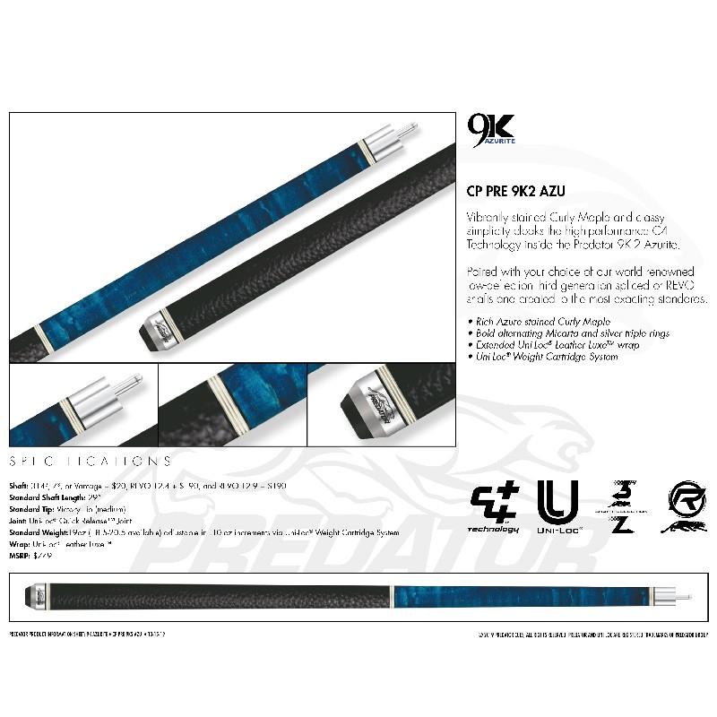 プレデター キュー 【 9K-2 AZURITE 】 314-3装備(シャフト変更可能