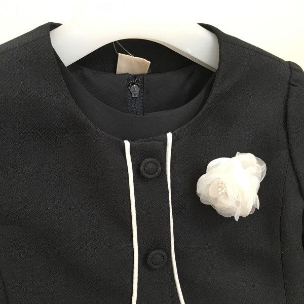 petit main プティマイン 子供服 21春 コサージュつき花刺しゅう  