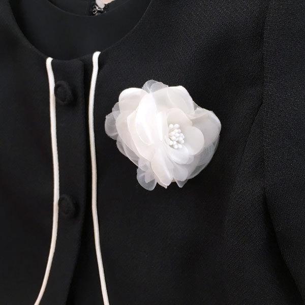 petit main プティマイン 子供服 21春 コサージュつき花刺しゅう  