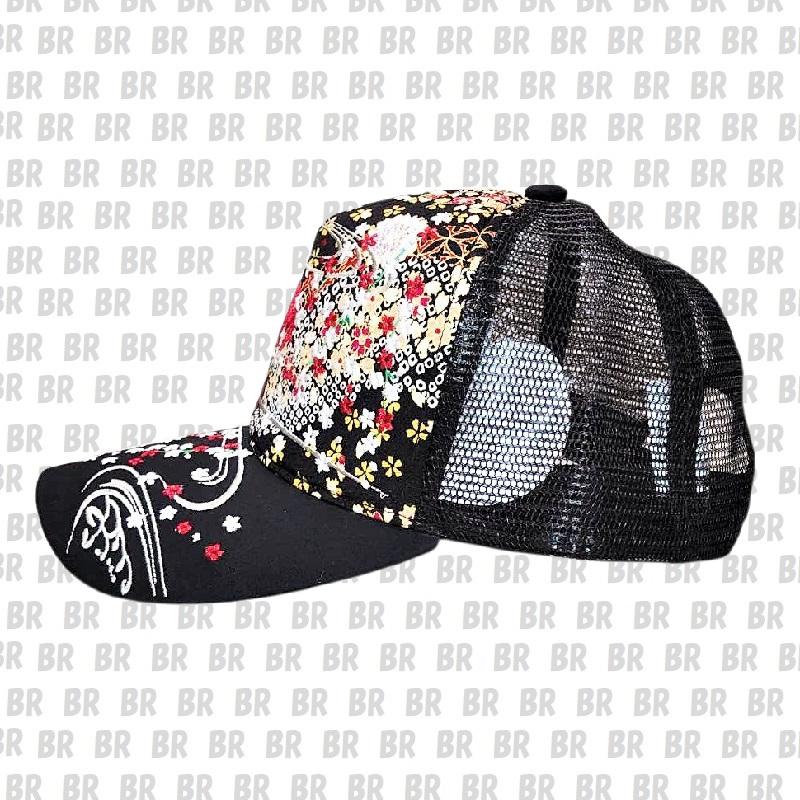 Ripple】 刺繍メッシュキャップ 流水桜 黒（H26-SM14）or 白