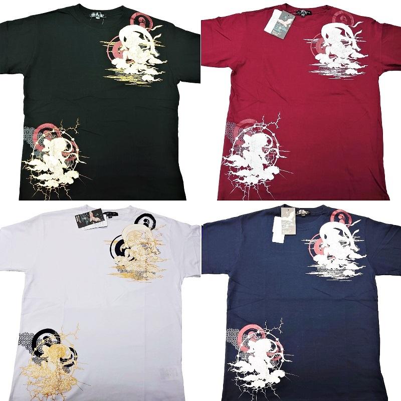 BULLET NOISE】 風神雷神 和柄 Tシャツ 長袖 ラメ プリント ロンT 4 