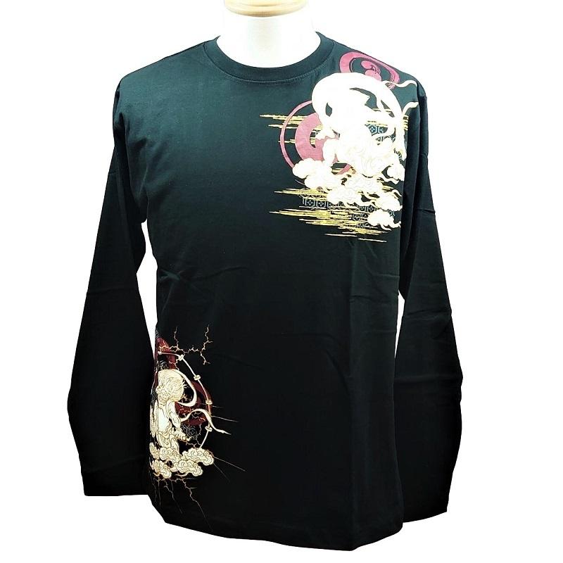 BULLET NOISE】 風神雷神 和柄 Tシャツ 長袖 ラメ プリント ロンT 4 