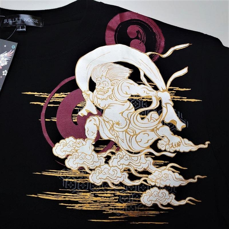 BULLET NOISE】 風神雷神 和柄 Tシャツ 長袖 ラメ プリント ロンT 4 