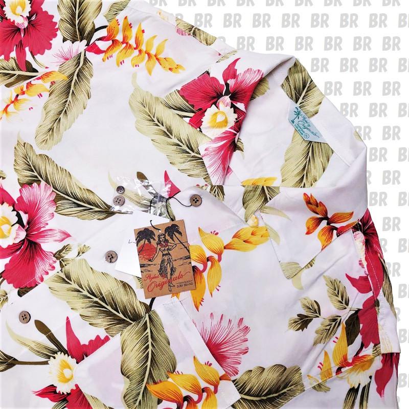 Styled by Originals】ハワイアン ホワイト アロハシャツ 花柄