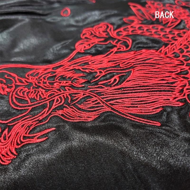 ドラゴン刺繍スカジャン 黒赤 ドラゴン刺繍 スカジャン 赤黒