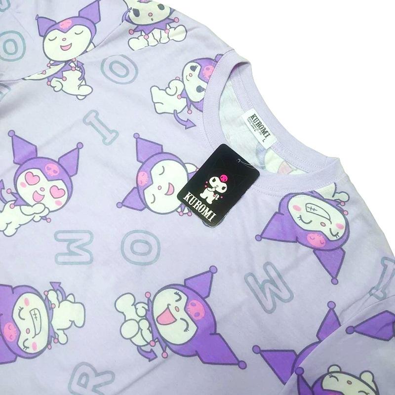 クロミ　新品　【サンリオ】　Ｌ　クロミちゃん　パープル　総柄Ｔシャツ クロミ 【KUROMI】 サンリオ クロミちゃん Tシャツ ライトパープル 総
