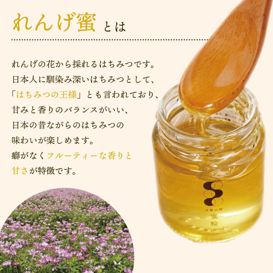 京都産生はちみつ2種（れんげ蜜・百花蜜）＆はちみつ漬けアーモンドのセット 京田辺市の蜜輪から産地直送　国産 ハチミツ 蜂蜜 ハニー 非加熱 無添加 お取り寄せ｜bimiippin｜05