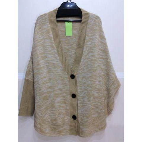 Cecilmcbee セシルマクビー ベージュと白ミックス ポンチョ風カーディガン M 手数料安い