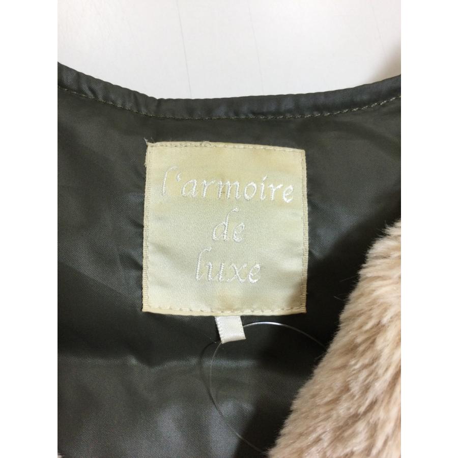 l'armoire de luxe ラーモワールドゥリュクス　異素材組み合わせコート ダウン70%とフェイクムートン カーキ_5